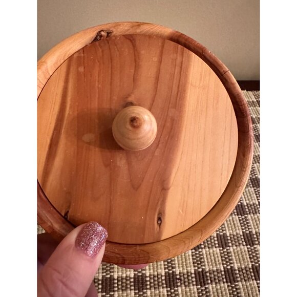 Vintage Handcrafted Wooden Storage Jar With Lid By Rossie Dezern - Picture 3 of 13